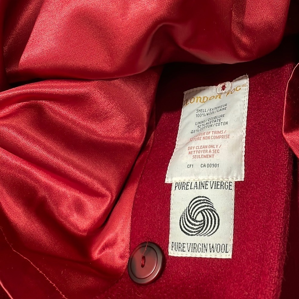 Vintage Chic London Fog Size 8-M Red 100% Wool Coat Classic Retro Glam Elegant - Picture 12 of 16